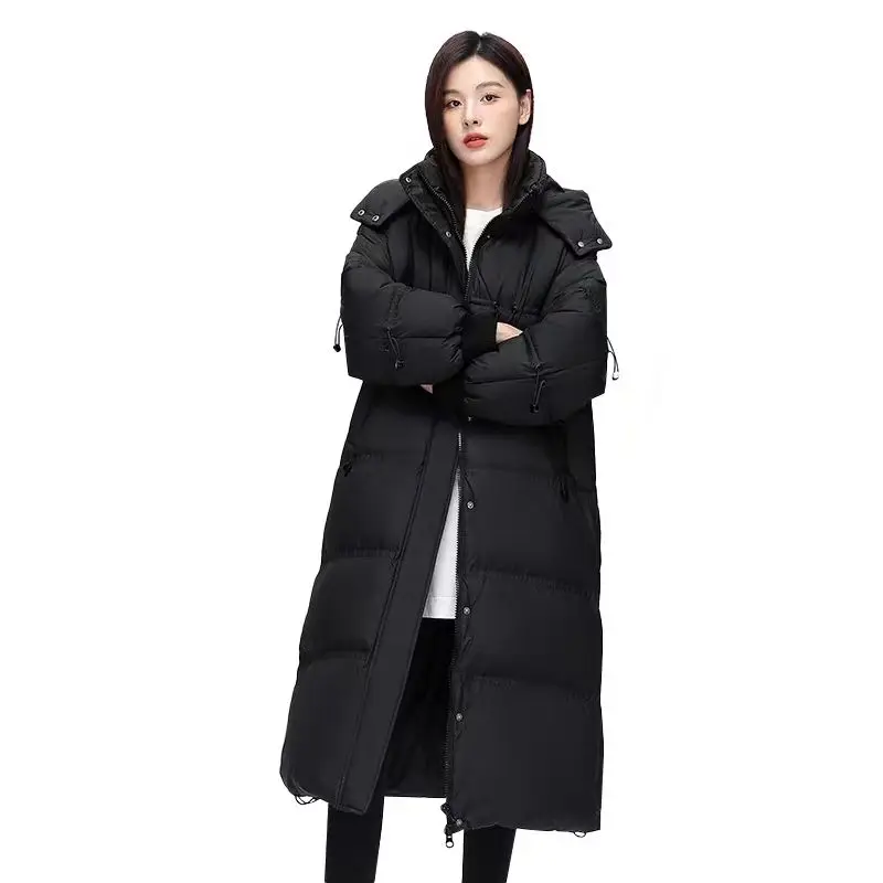 Fashion Long Parkas for Women Autumn Winter 2023 New Long Sleeve Hooded Thicken Warm Jacket Korean Ladies Casual Coats S89