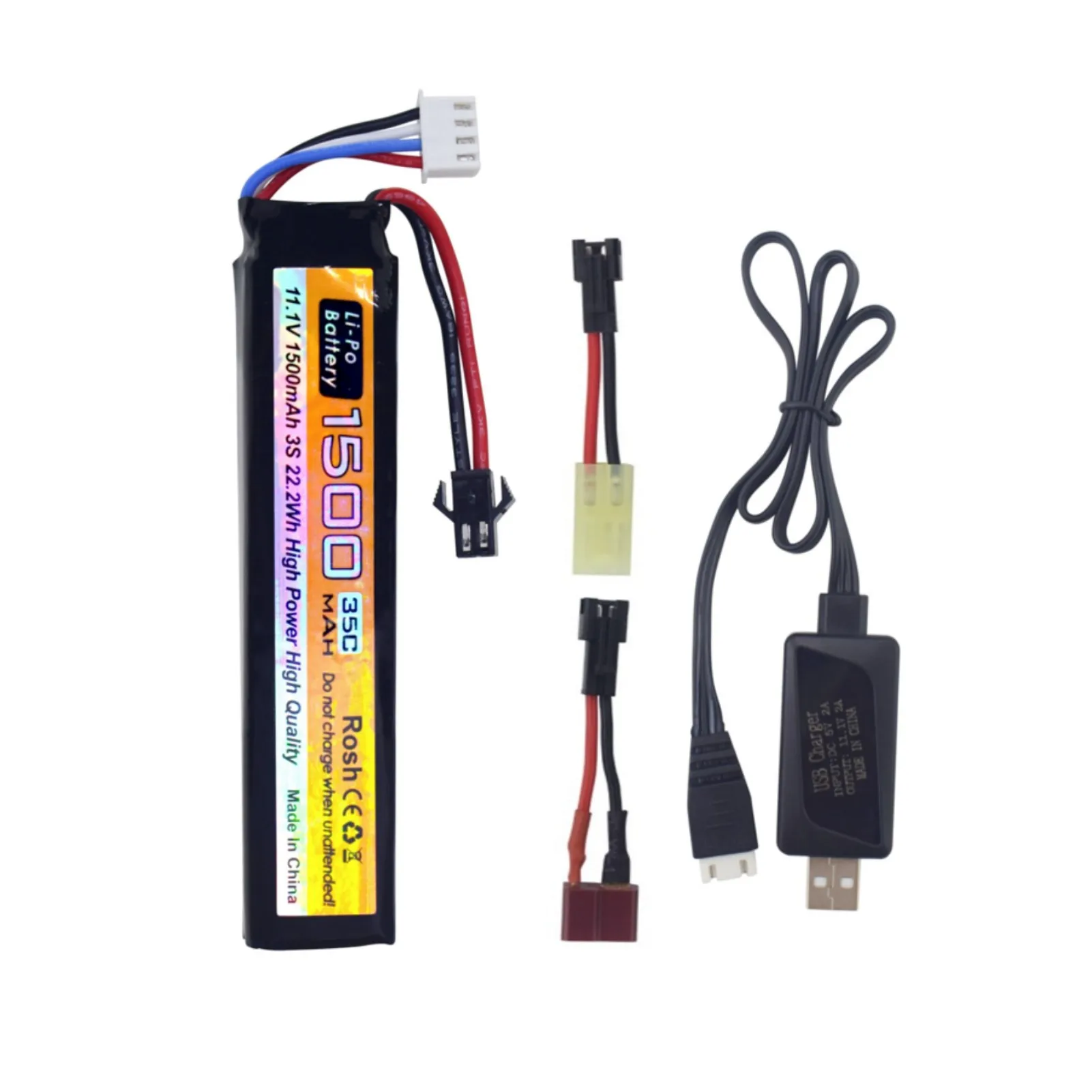 11,1 В 35C 1500 мА · ч с фоторазъемом T-Plug Odamiya Plug Аккумулятор LiPo + USB для пневматических пистолетов, модельных пистолетов, винтовок, радиоуправляемых автомобилей, дронов