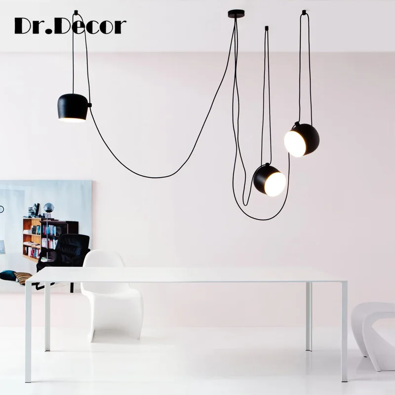 Итальянская промышленная черно-белая люстра многоточечная регулируемая лампа