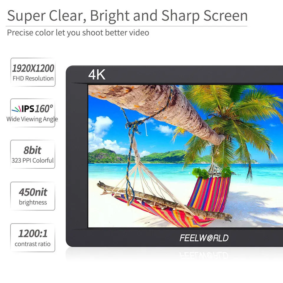 Фото Портативный монитор Feelworld FW703 3G SDI 4K HDMI для камеры, 7 дюймов, IPS, Full HD 1920x1200, для DSLR-камер №5
