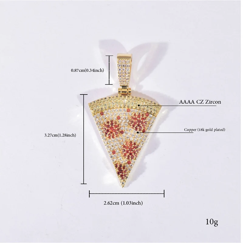Hip Hop 5A+ CZ Stone Bling Iced Out Best Friend BFF Pendants Pizza Necklace for Men Rapper Jewelry Gold Silver Color