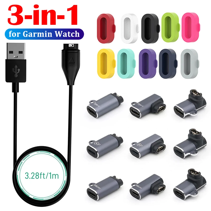 Charging Cable for Garmin Fenix 7 7S 7X 6 6S 6X Forerunner 955 945 USB Type C IOS Charger Adapter Watch Chargers with Dust Plug
