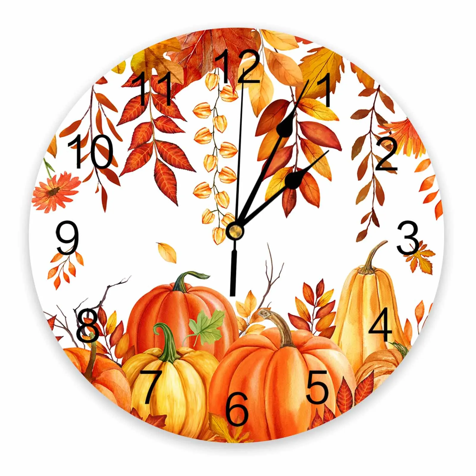 Настенные часы с изображением опавшей тыквы и листьев большие современные
