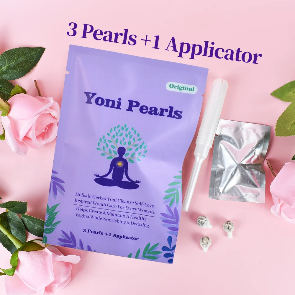 

3 Pearls + 1 Applicator Original Menstrual Pain PCOS Yoni Detox Swab Vaginal Tightening Intimate Health Tampon Vagy Rejuvenation