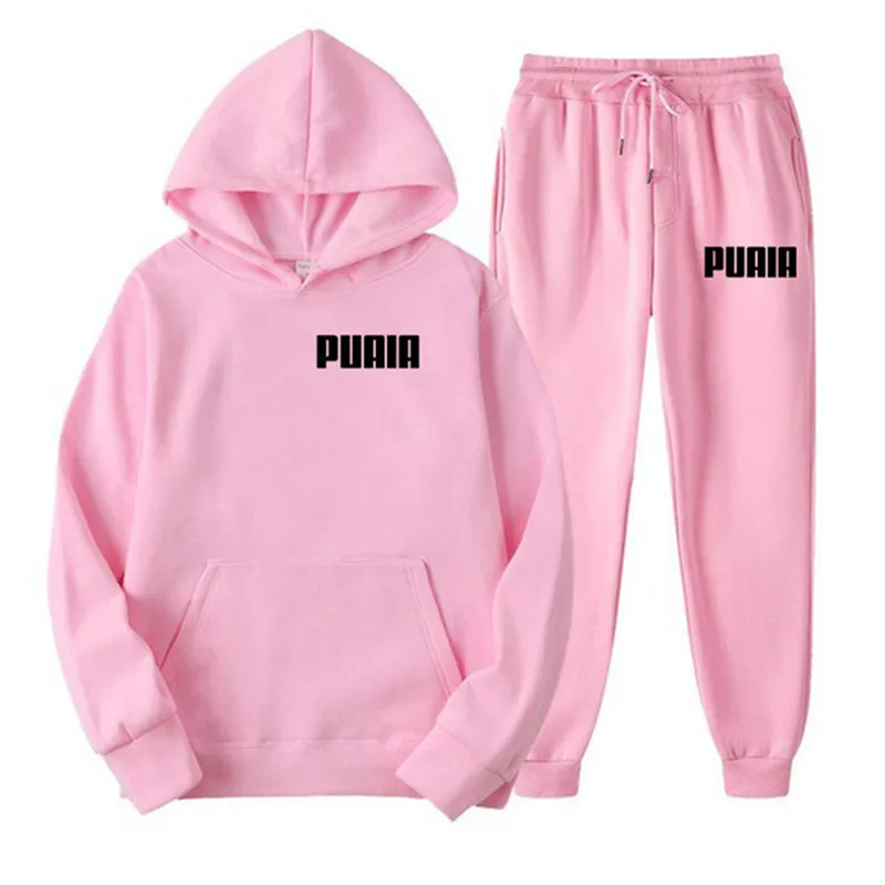 New Men's and Women's Set PUAIA Fashion, Casual, Sports Hoodie+Pants 2 Piece Set