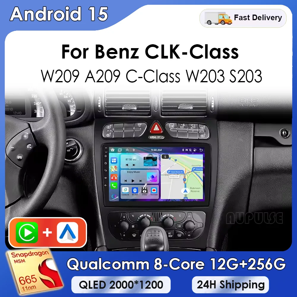 Фото Автомобильный радиоприемник Android 15 для Mercedes Benz C Class W203 C200 C320 C350 CLK W209 2002 2003 2004 2005 Автомобильный стерео мультимедийный плеер №1