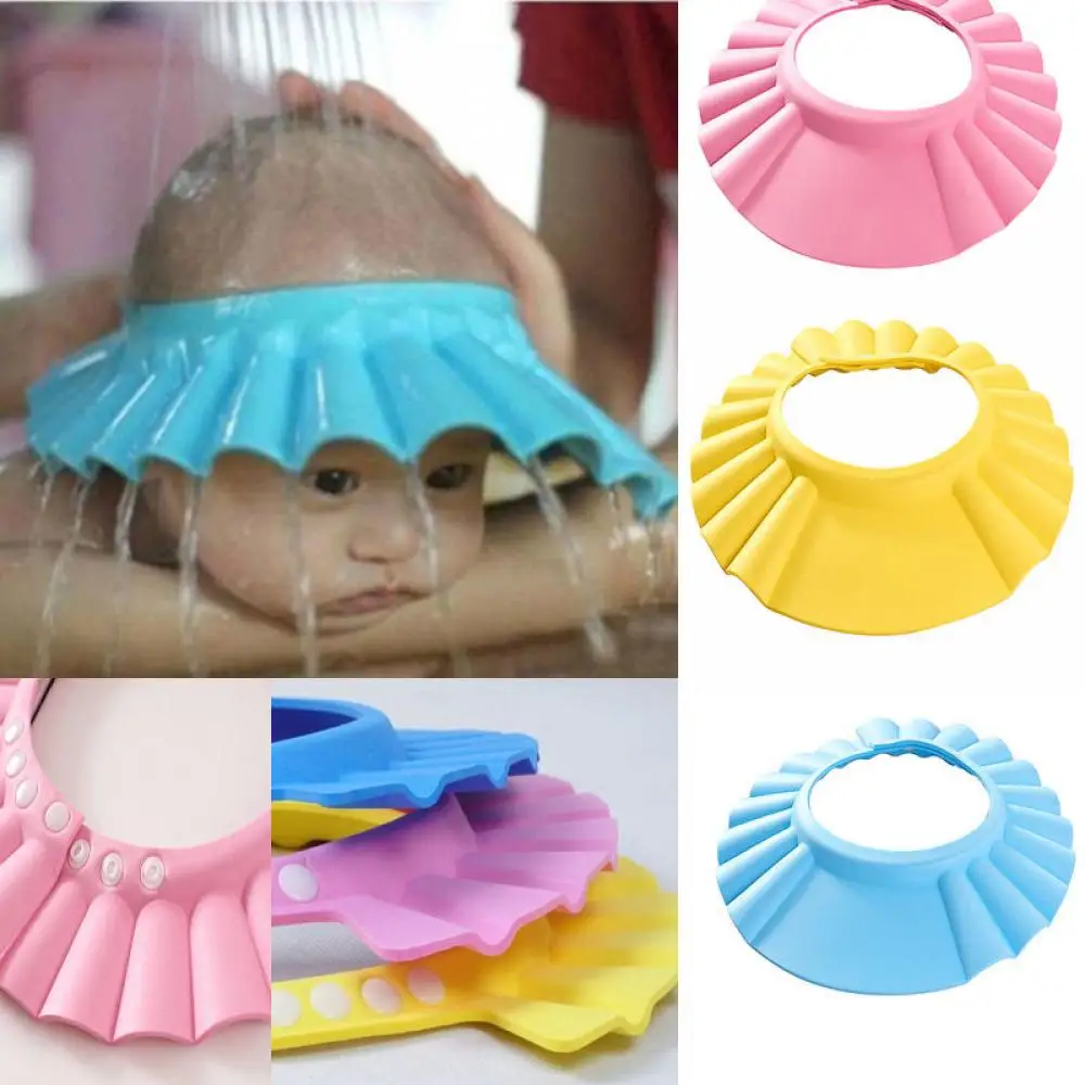 

Baby Wash Hair Hat Waterproof Ear Protection Hat Soft Cute Lace EVA Adjustable Size Children's Bath Cap Kids Shower Cap
