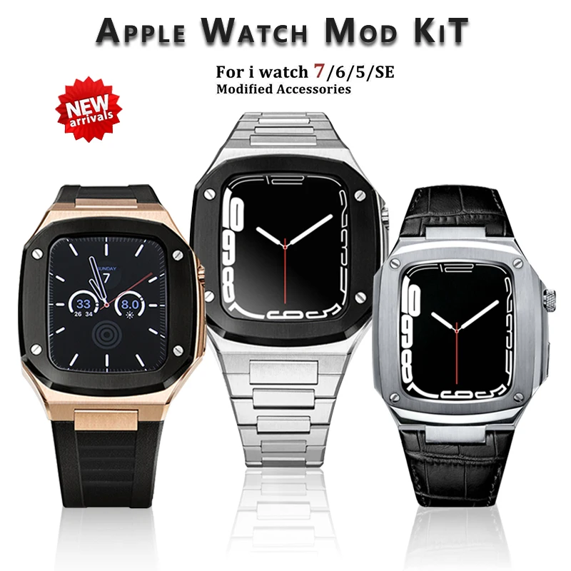 

Modification Kit Stainless Steel Band for Apple Watch Strap Case 7 6 5 4 3 2 45mm 41mm 44mm Metal Bezel Accessory for IWatch