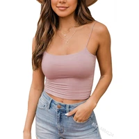 womens vest top summer sexy solid color slim fit backless pullover camis womens fashion spaghetti strap round neck tank tops