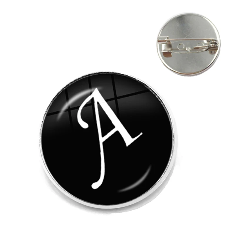 

A-Z Single Alphabet Leather Brooches 26 Letters ID Name Friendship Rhodium Plating Collar Pins for Men Women Kids Family Gift
