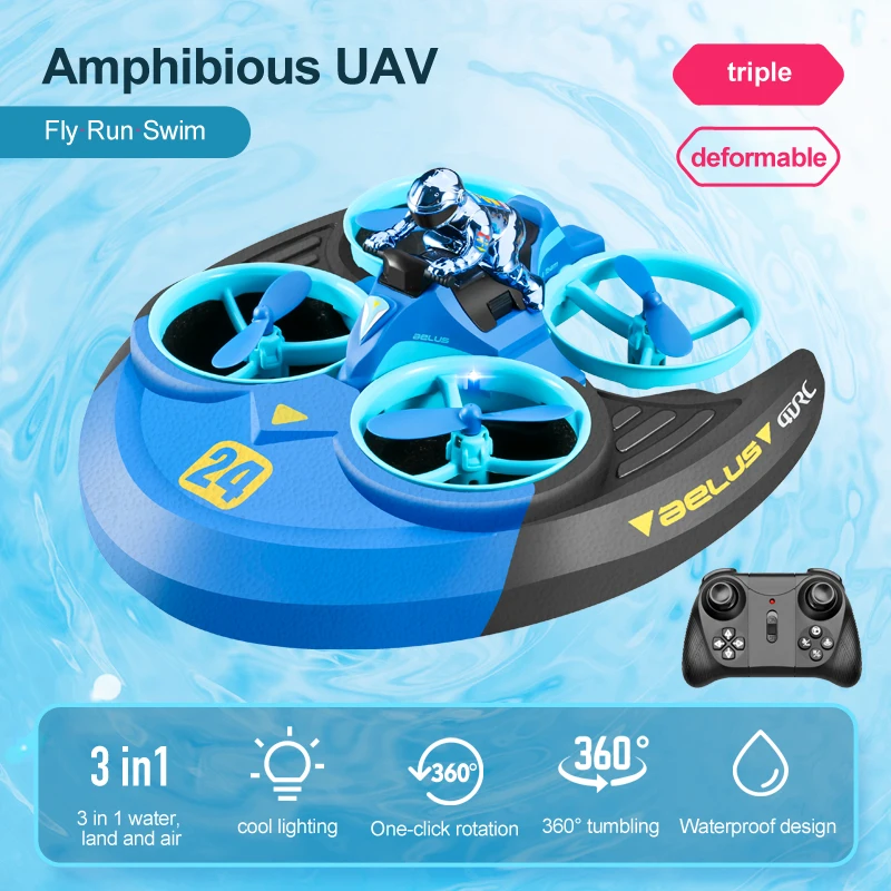 

Rc Airplane 3 In 1 Drone Hovercraft Air Flight/land/water Rc Boat Quadcopter Children Outdoor Remote Control Car Toy For Boy