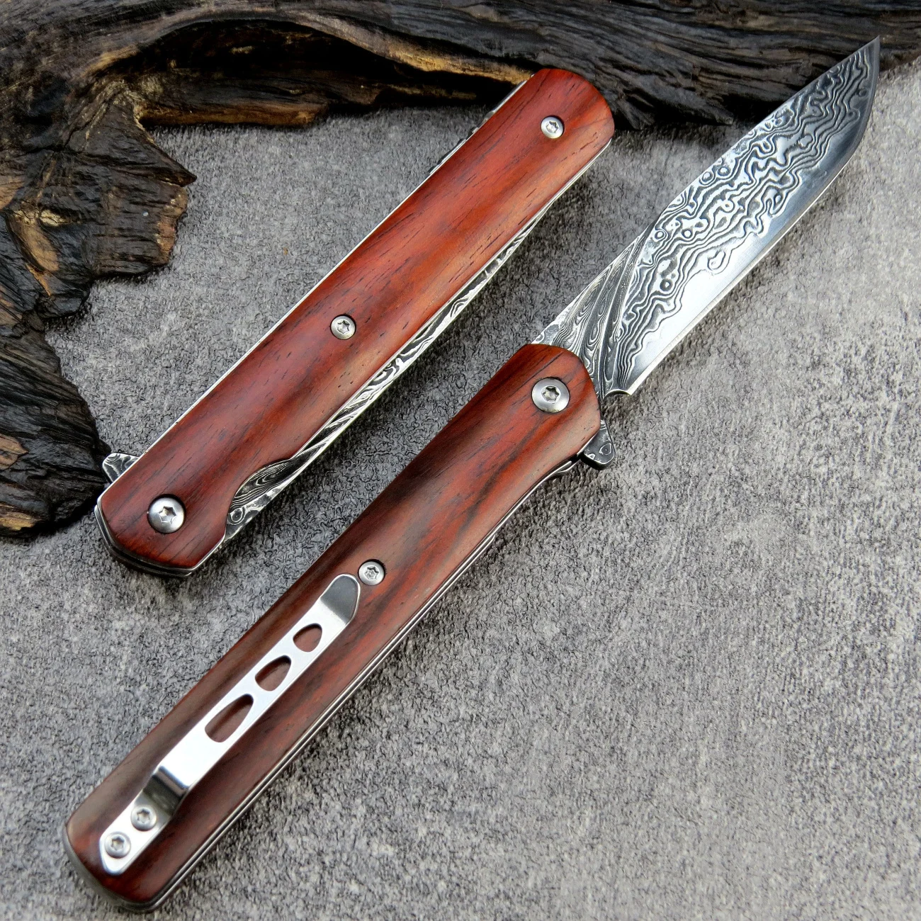 Складной нож siтрудоen ST229 лезвие из дамасской стали VG10 карманный с деревянной