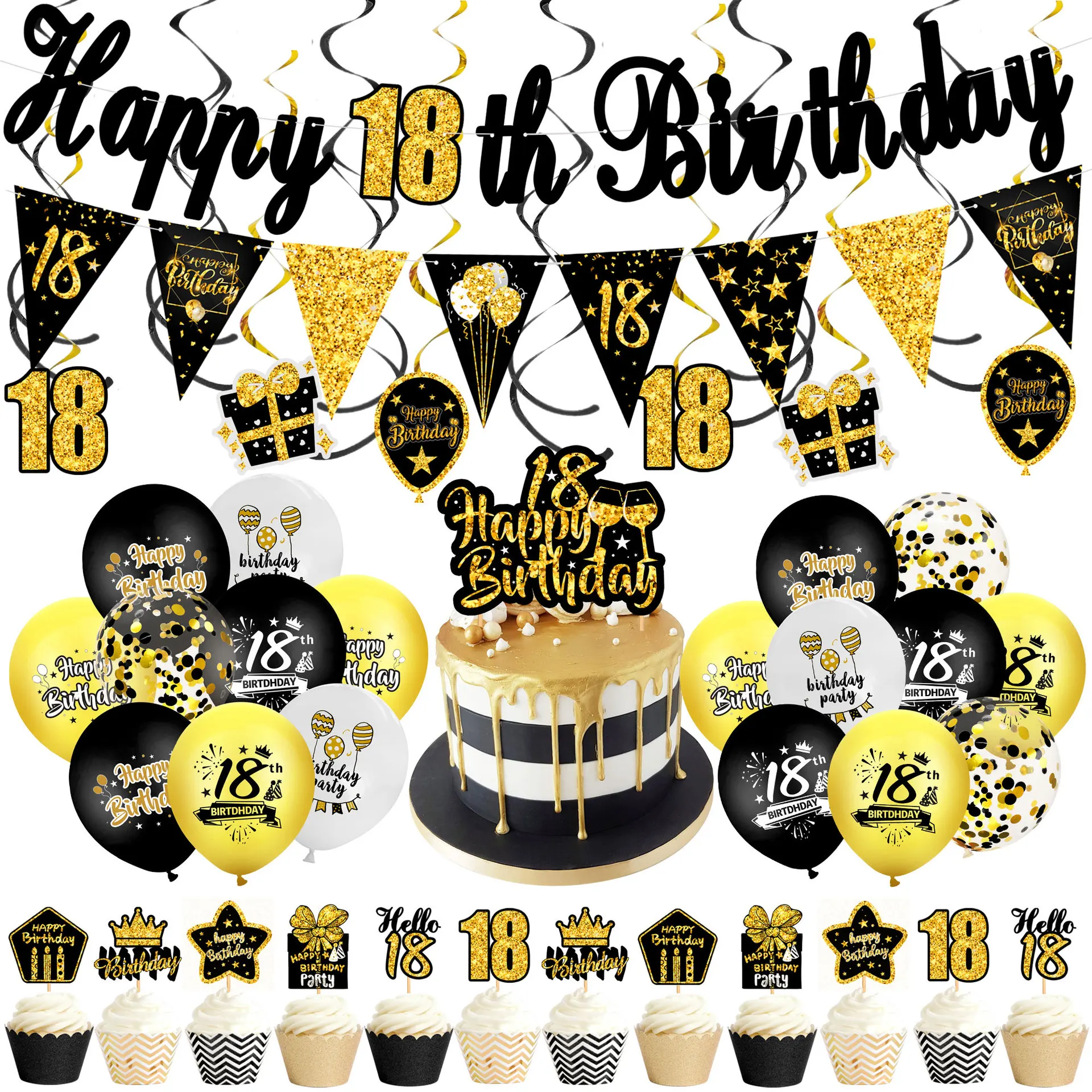 

30 40 50 60 Years Birthday Balloon 30th Birthday Party Decorations Baloon Number 50th Adult Gold Black Birthday Party Supplies