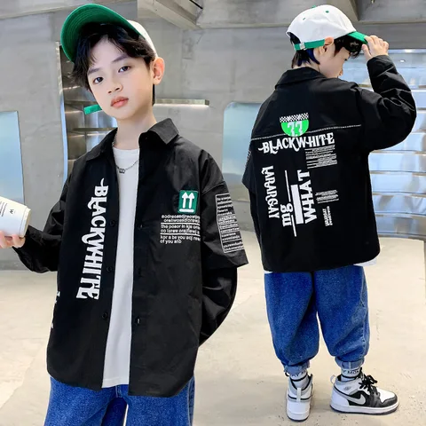 Рубашка клетчатая для мальчиков, хлопковая куртка с капюшоном и длинным рукавом, корейский стиль, свободная одежда для подростков, весна-осень