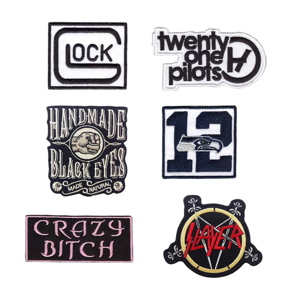 Creative Embroidered Patterns Cloth Appliques Letters Iron Patch Number Badge Human Brain Eyes Thermo Adhesive Knight Stickers