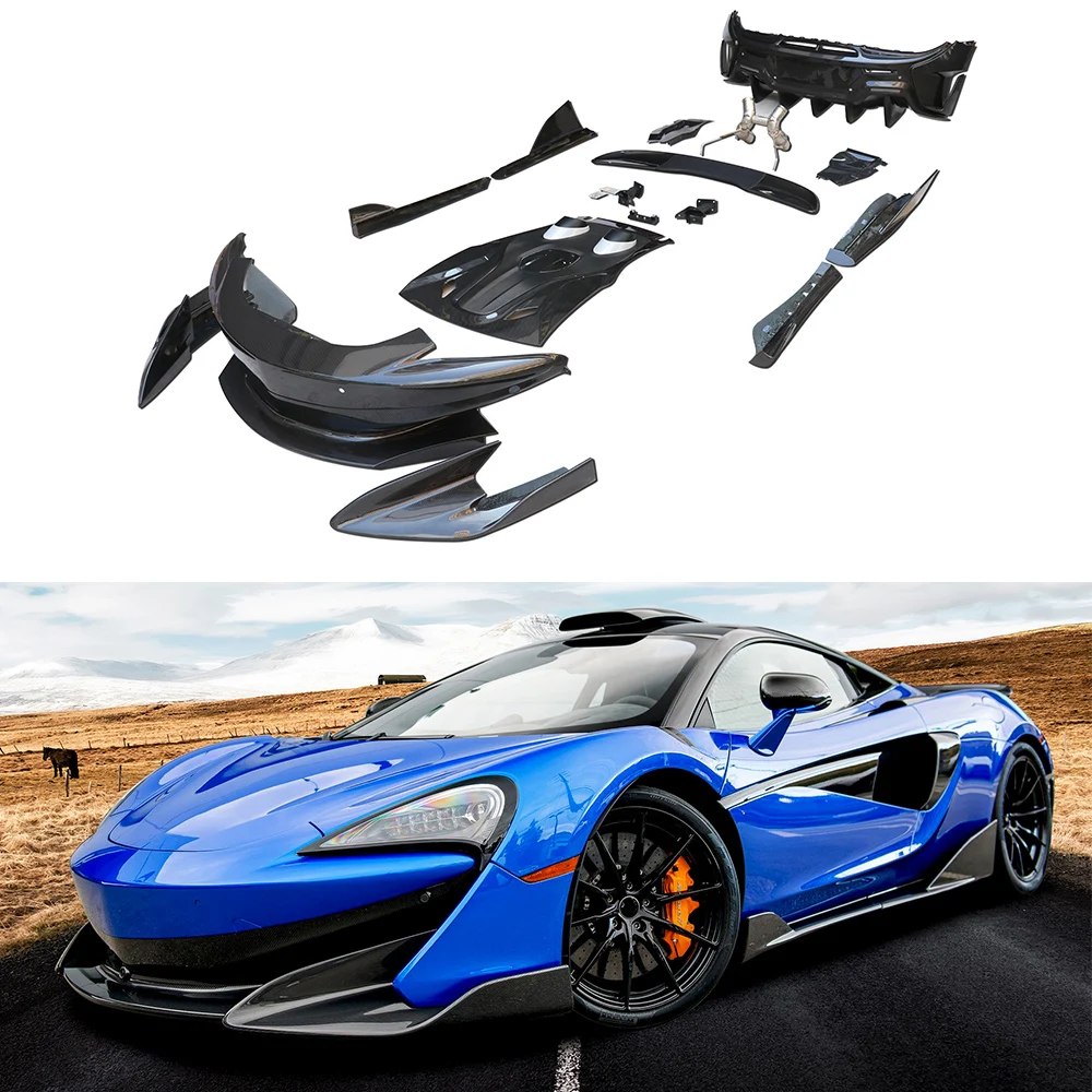 Для Mclaren 540C 570S 570GT Upgrade 600lt стильные автомобильные передние и задние бамперы, боковые юбки, выхлопные овальные кузова, аксессуары для тюнинга