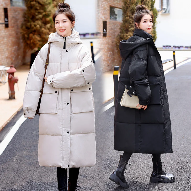 

New Women Jacket Parka Down Cotton Parkas Winter Jacket Hooded Oversize Loose Long Overcoat Cotton Padded Coat Female Outerwear