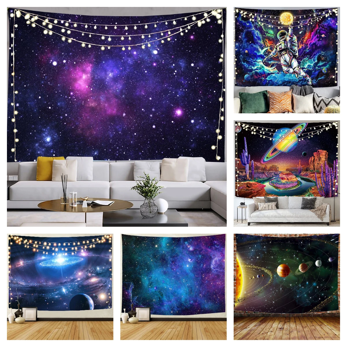 

Galaxy Tapestry Astronaut Space Tapestries Universe Planet Wall Decoration Blue Starry Sky Room Decoration Accessories Tapiz