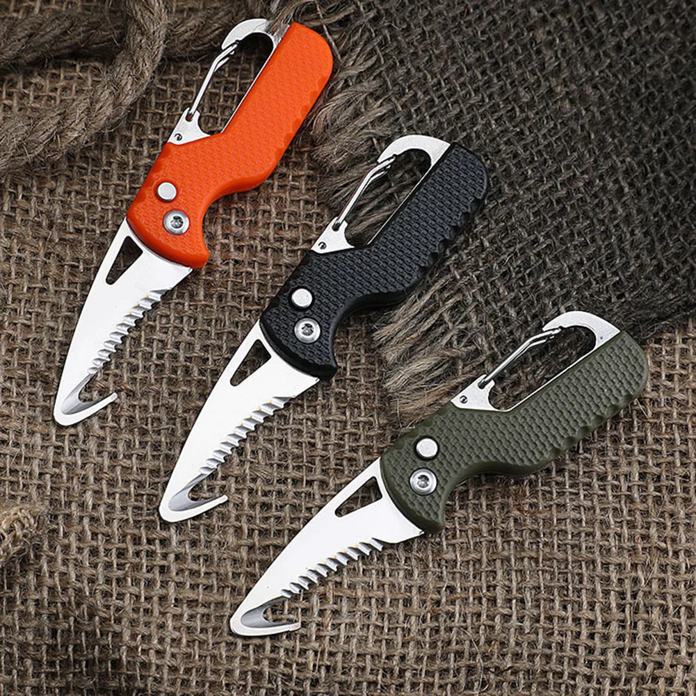 

Mini Folding Knife Express Parcel Knife Keychain Serrated Hook Carry-on Unpacking Emergency Portable Survival Tool Box Opener