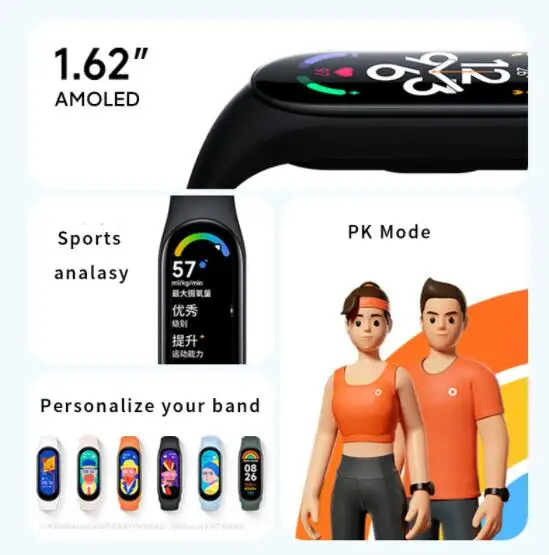 Смарт-браслет Xiaomi Mi Band 7 1 62 дюйма AMOLED Bluetooth 5 2 120 режимов |