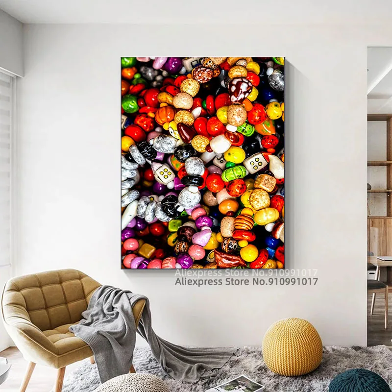 Ворс красочных бусин холст картина стены фотография HD печать Декор |