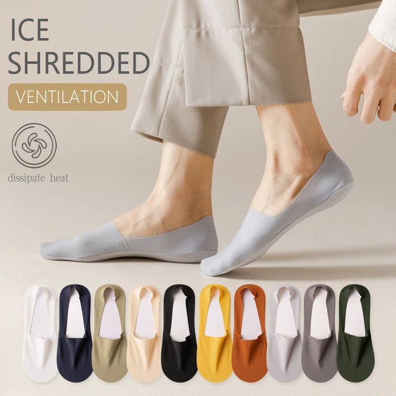 

High Quality Casual Socks Summer Men Invisible Low Cut Thin Cotton Sock Breathable Silicone Non-slip Comfortable Cotton Bottom