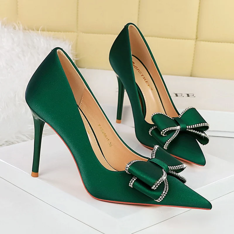 Туфли-лодочки BIGTREE в Корейском стиле шелковые туфли на очень высоком каблуке 10 см