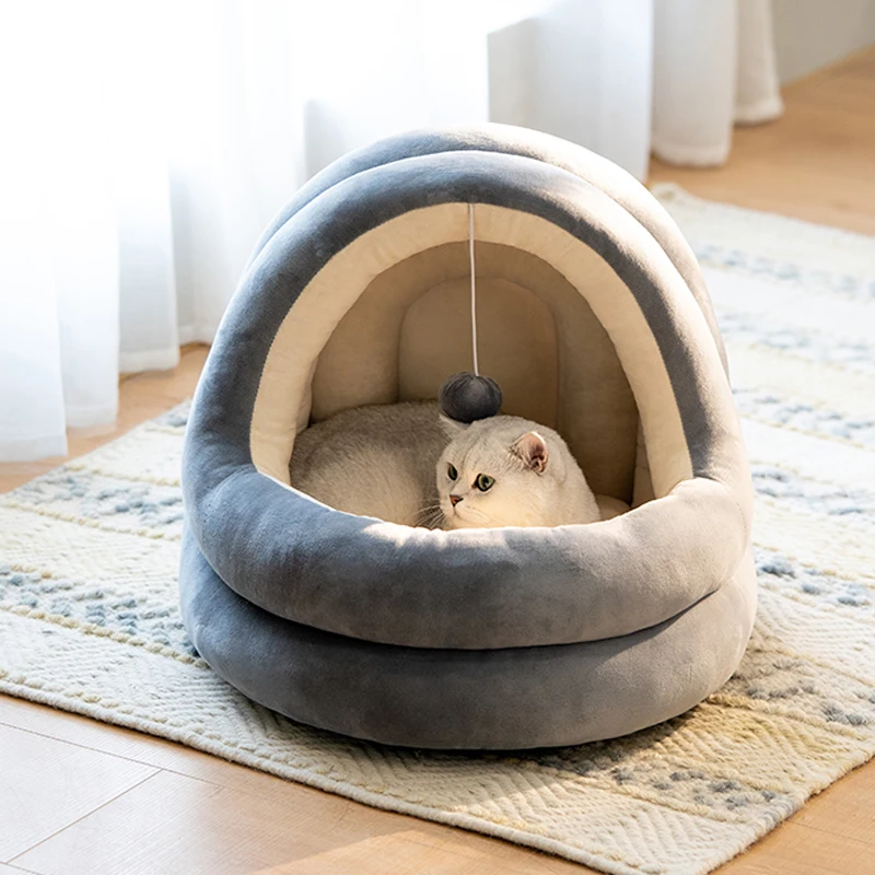 

Luxury Cat Cave Bed Microfiber Indoor Pet Tent Warm Soft Cushion Cozy House Sleeping Beds Nest for Cats Kitty Small Medium Dogs