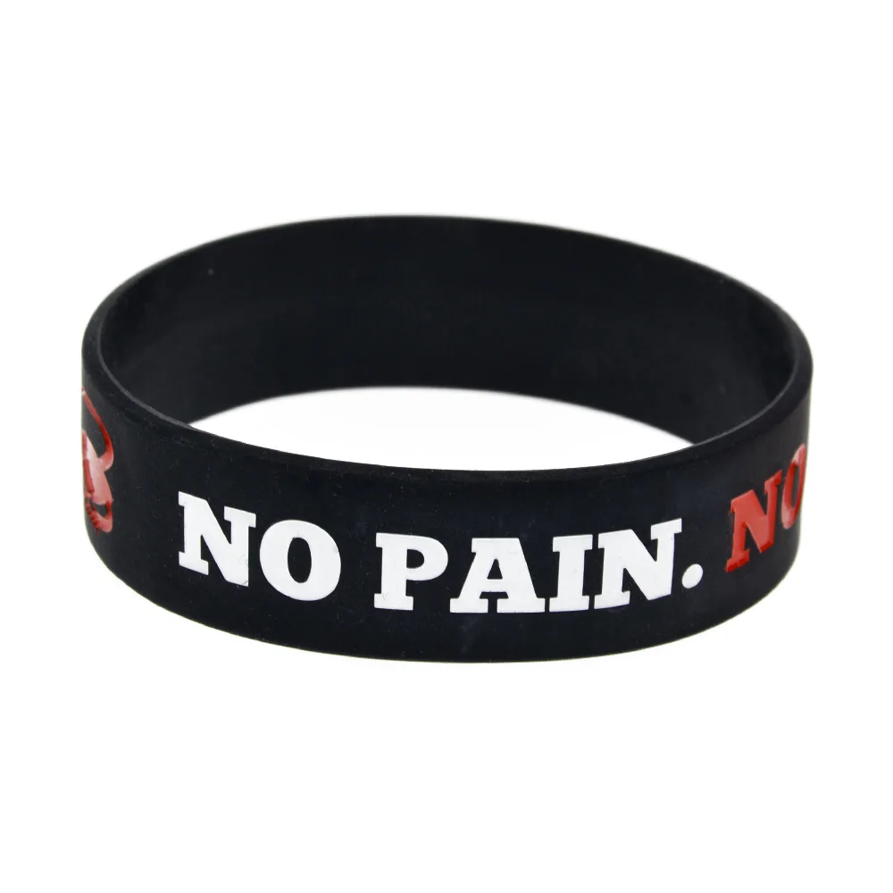 

25 PCS CrossFit No Pain No Gain Silicone Rubber Wristband 3/4 Inch Wide Band