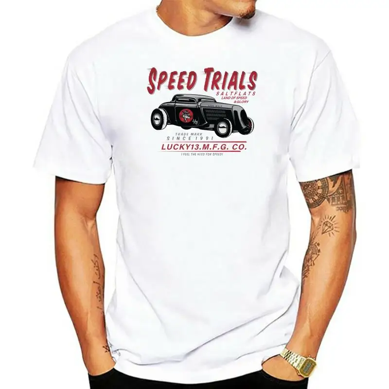 

NEW Lucky 13 shirt speed trials so cal WOLFY Hot Rod Racing drag race tattoo(1)