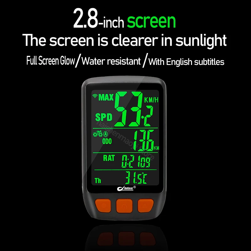 

Компьютер велосипедный BOGEER, беспроводной, спидометр, подсветка, зарядка через USB