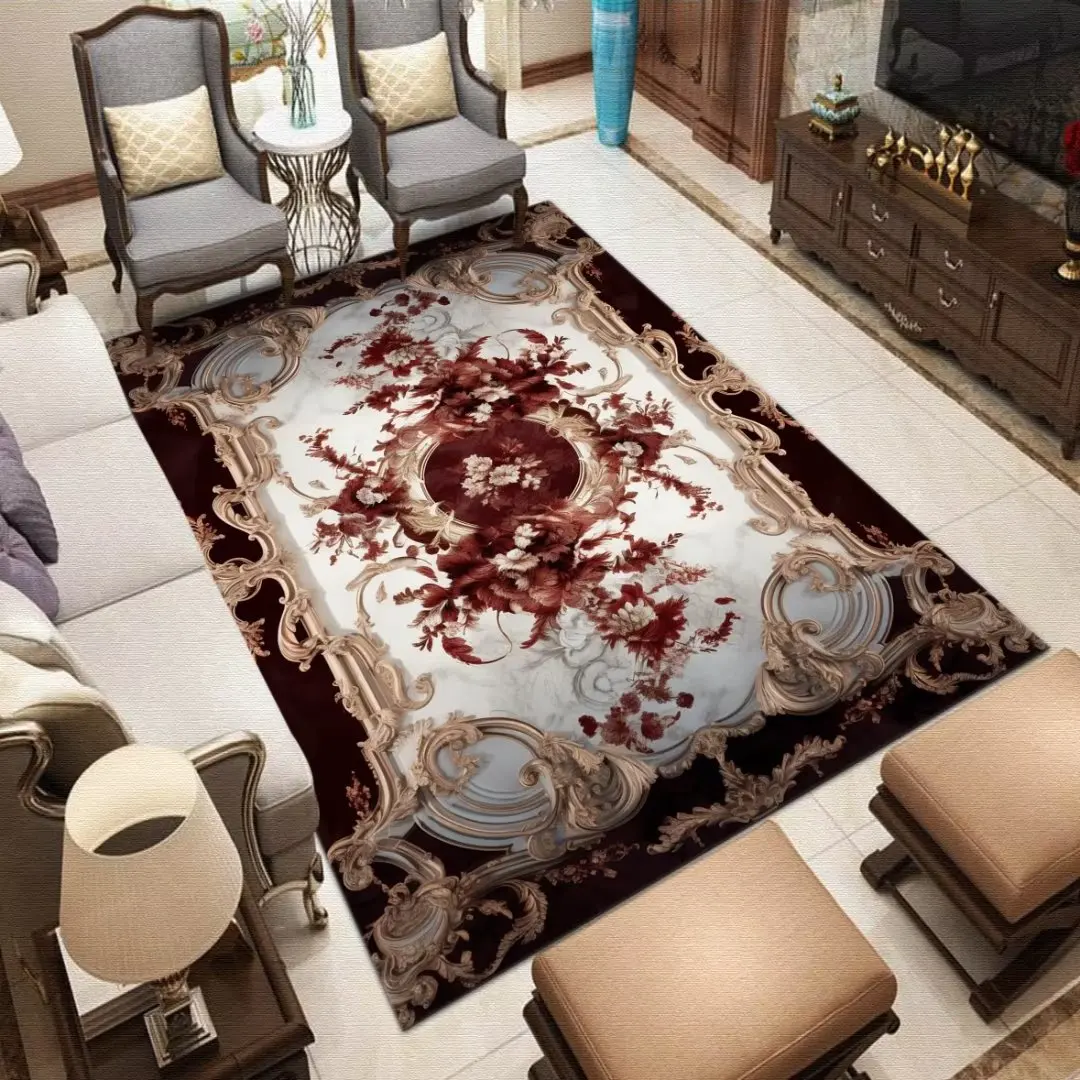 

Декоративные Большие коврики в стиле ретро для гостиной, нескользящий ковер для спальни, Мягкий моющийся в стиральной машине