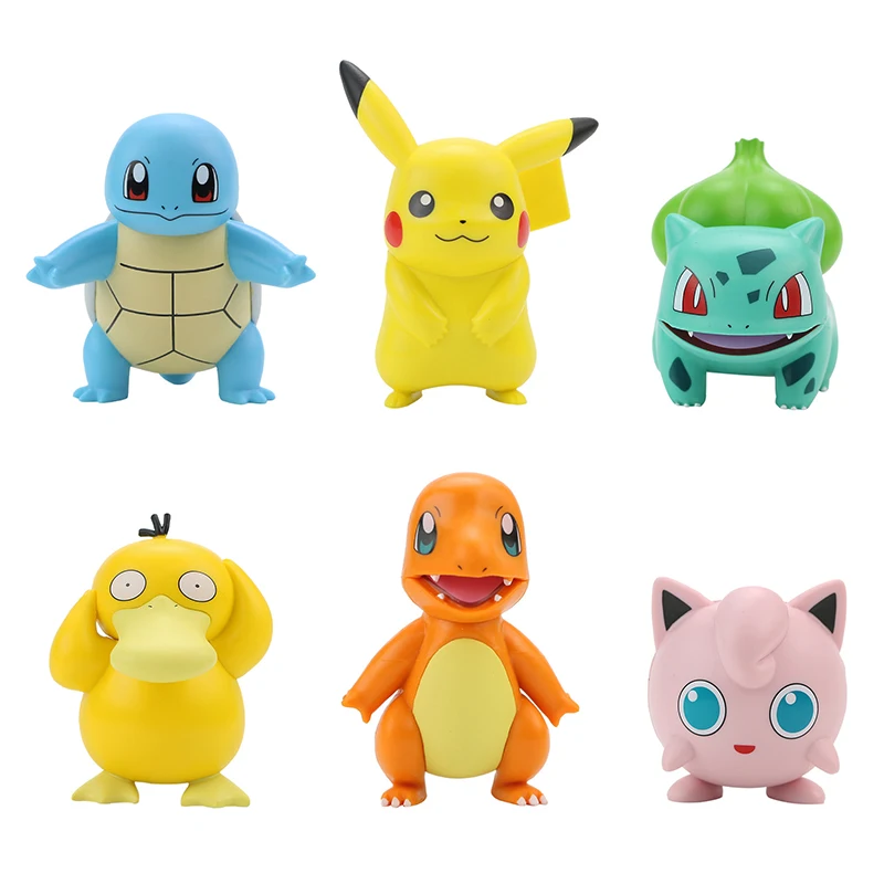

Pokemon Pikachu Charmander Psyduck Squirtle Jigglypuff Bulbasaur Anime Figures Toys Model Kawaii Cartoon 6 Type For Kids Gifts