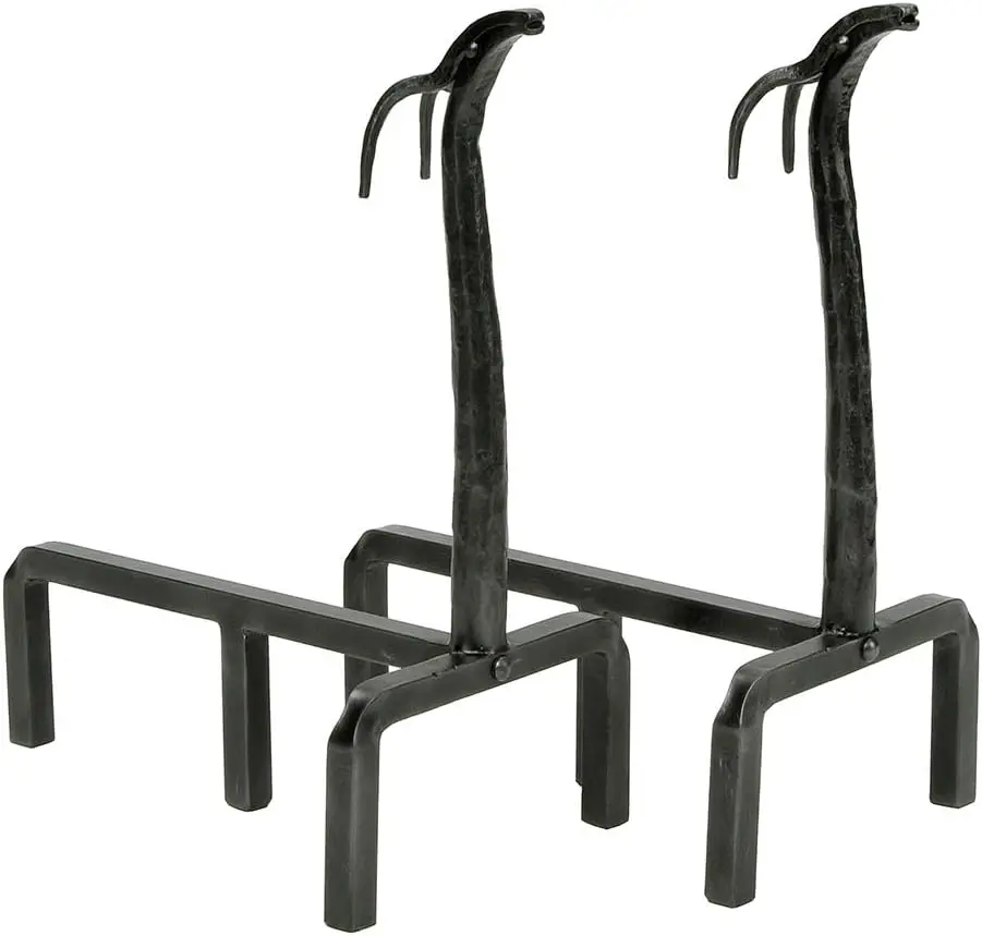 

Wrought Iron Fireplace andirons Pair, Graphite