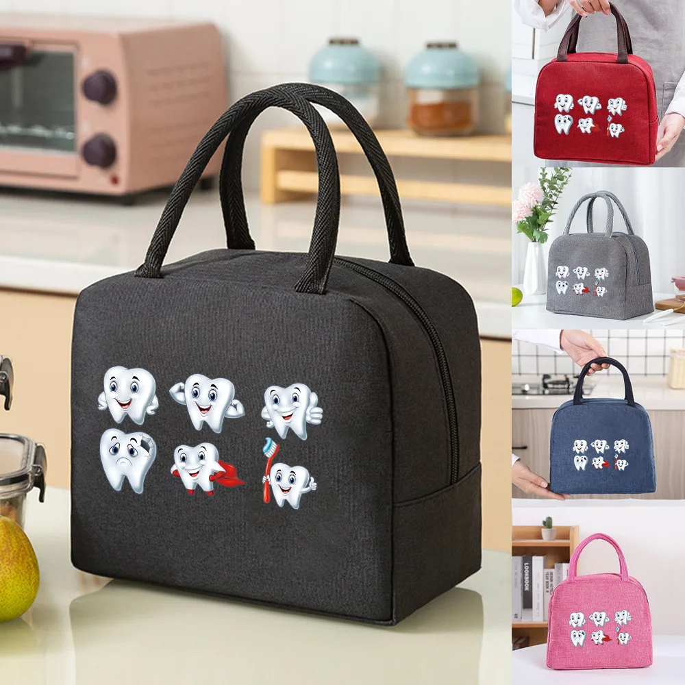 

1Pcs Child Insulated Lunch Bag Tote Organizer Packed Food Box Thermal Lonchers Meal Bags Teeth Women Work Cooler Picnic Handbags