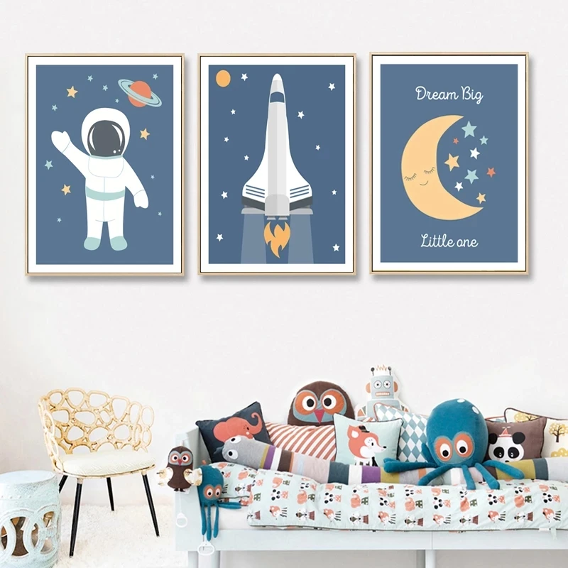 

Nursery Wall Art Canvas Painting Space Poster Stars Prints Moon Posters Nordic Wall Paintings Baby Kids Bedroom Decoration