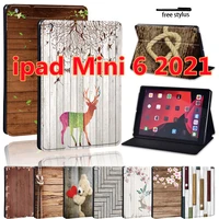 for new 2021 ipad mini 6 case ultra thin cover apple ipad mini 6 8 3 inch a2567a2568a2569 wood series pu leather tablet cover