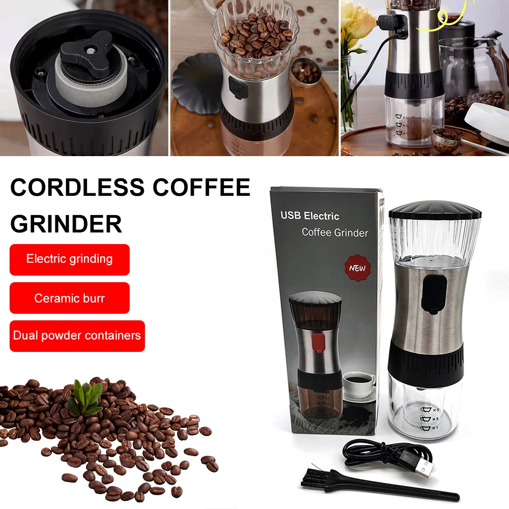 

Electric Coffee Grinder Automatic Conical Burr Coffee Bean Grinder Machine With 4 Grind Settings Rechargeable For Espresso