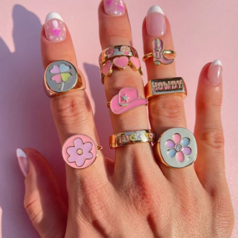 LESIEM Горячая новинка Модные Позолоченные обручальные кольца богини Сакура цветы