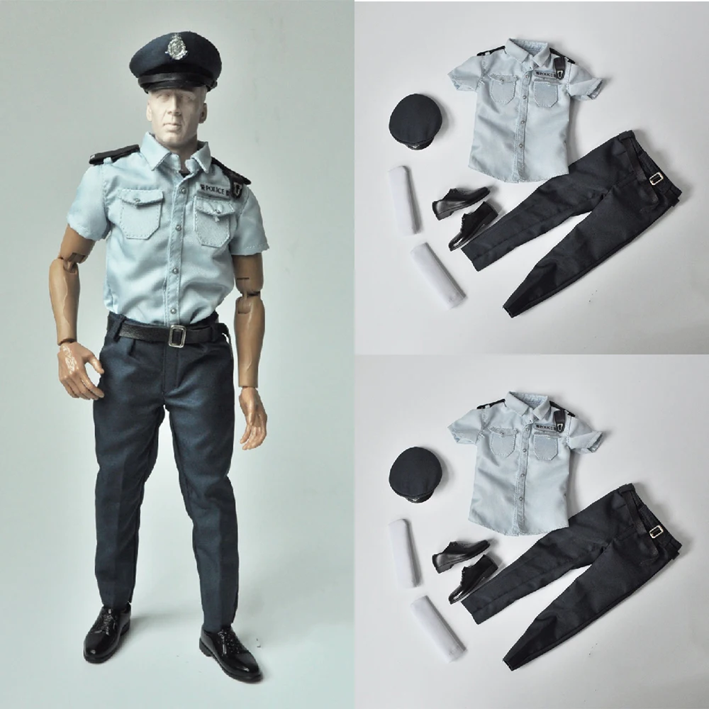 

1/6 Men Soldier Police Uniform Cosplay Short Sleeve Pants Hat Shoes Clothes Suit For 12Inch Action Figure Model