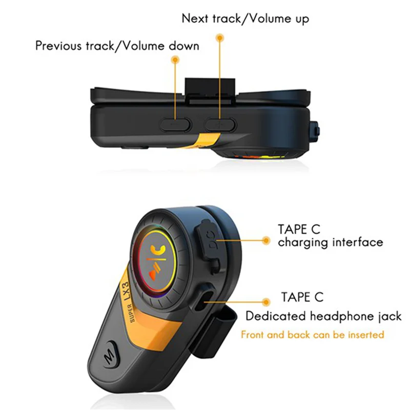 

2 Pcs LX3 Helmet Bluetooth Headset Bluetooth 5.0 Motorcycle Riding Wireless Call Stereo Anti-Interference Headset Yellow