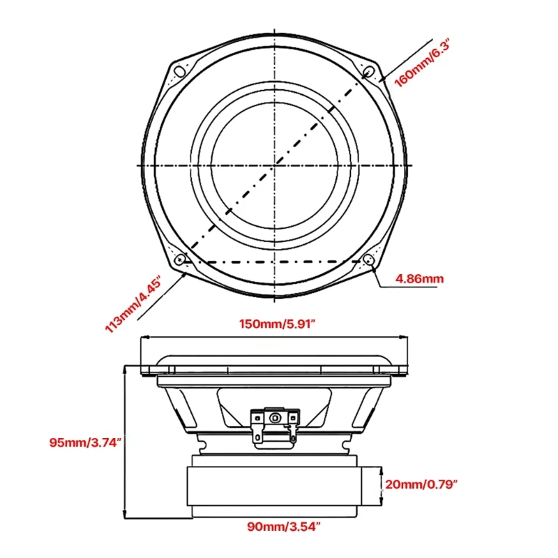 Мощный стерео сабвуфер 6 &quot4 Ом 180 Вт динамик с глубокими басами и длительным