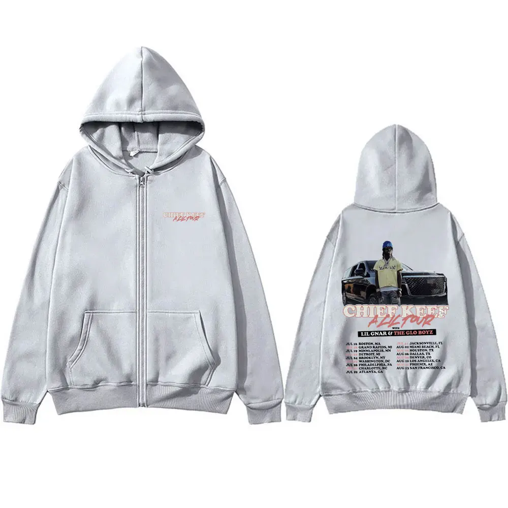 Rapper Chief Keef A Lil Tour Zipper Hoodie Men Women Fashion Black Zip Up Jacket Men's Vintage Hip Hop Oversized Hoodies