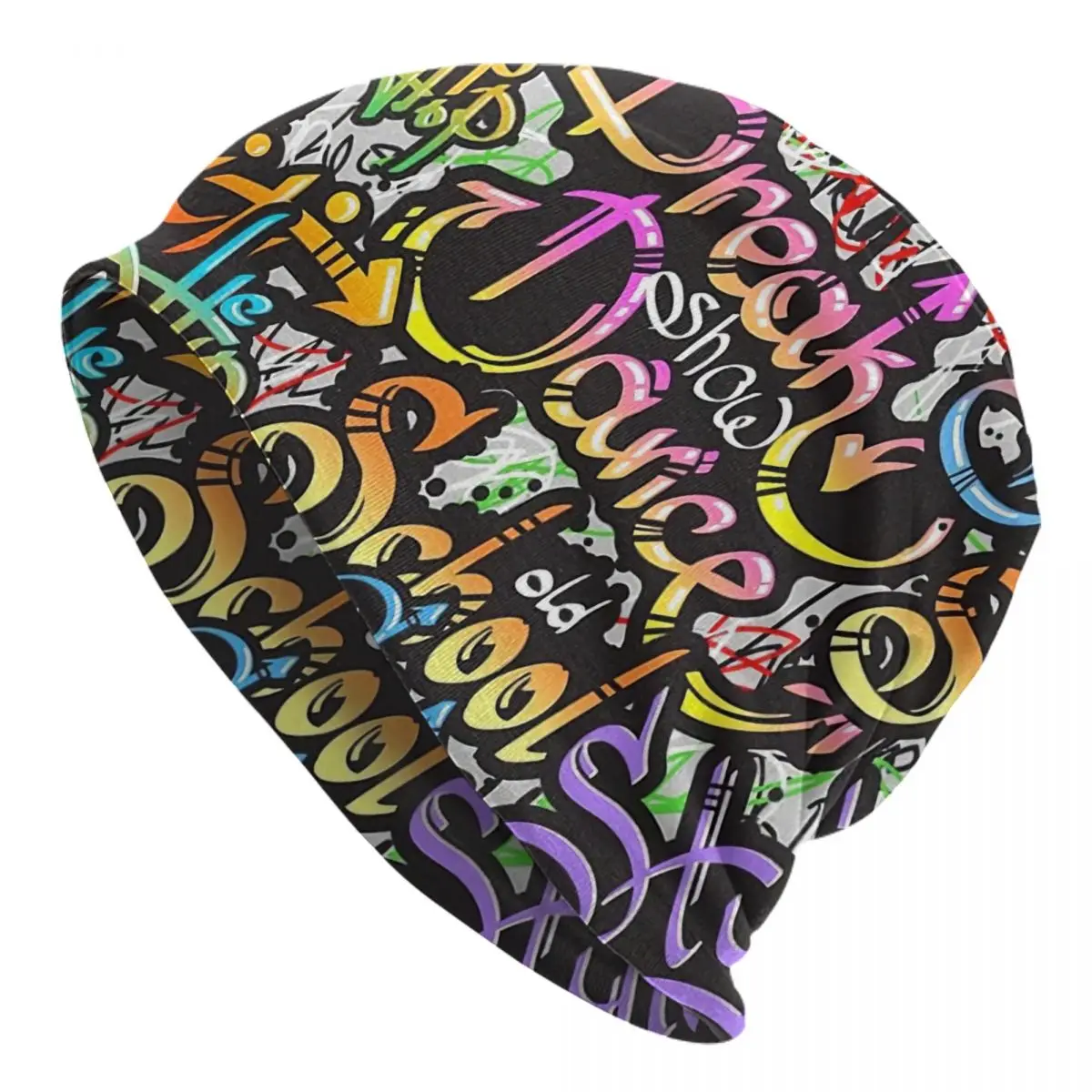 Colorful Graffiti Style Design Adult Men's Women's Knit Hat Keep warm winter Funny knitted hat