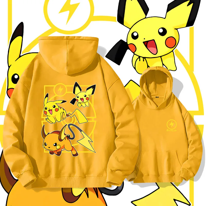 

Pokemon Anime Peripheral Pikachu Hoodie Men's and Women's Same Loose Shoulder Hoodie Coat Fashion Hoodie