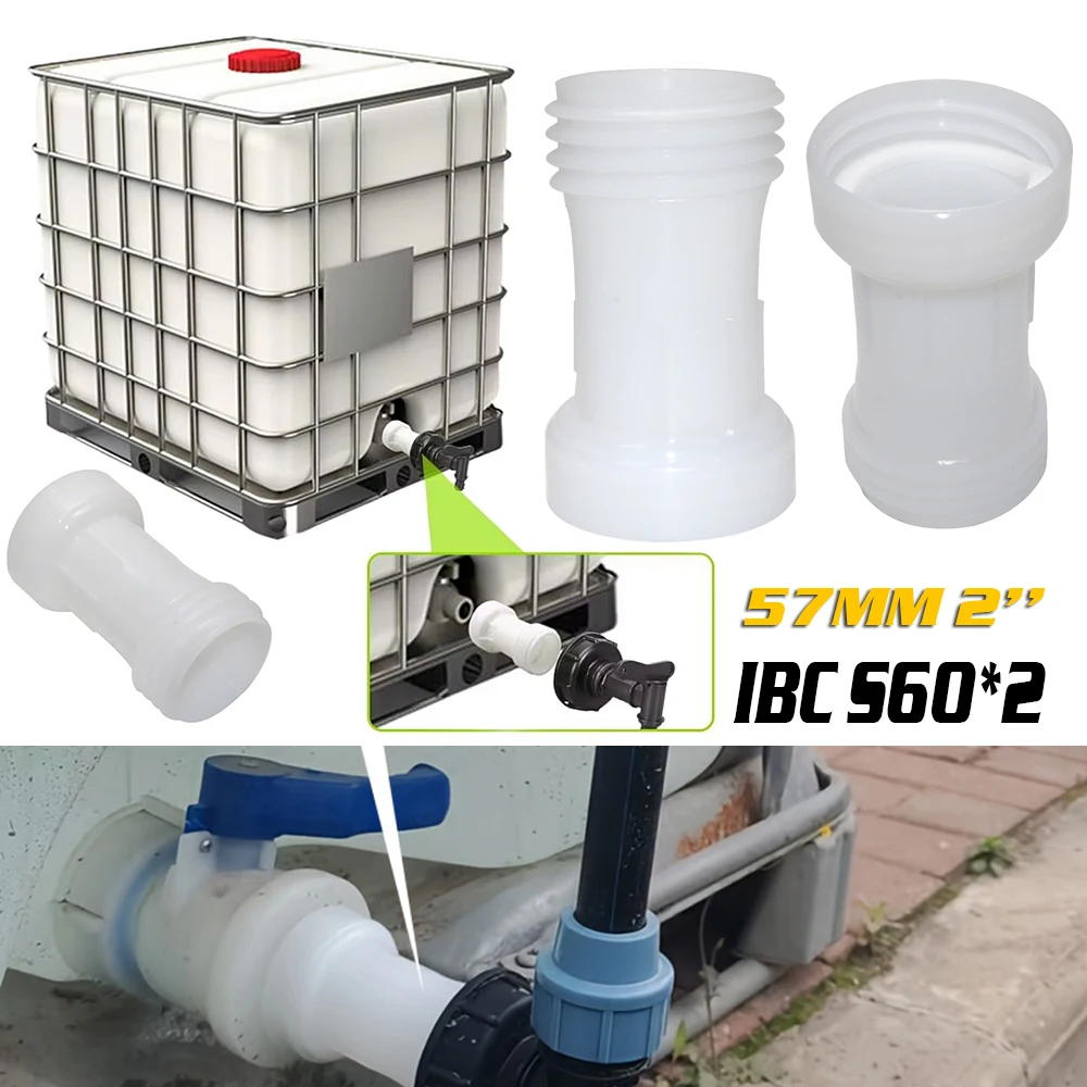 Фото 2 шт. S60*2 аксессуары для автомойки IBC адаптер резервуара для воды пластиковая удлинительная труба внутренняя и внешняя резьба 57 мм DN50 2 '' №1