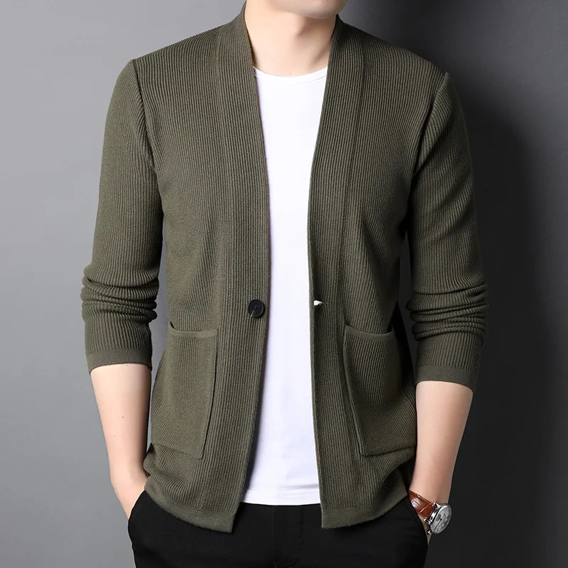 New Top Grade Autum Brand Fashion Knitwear Winter Japanese Mens 1 Button Cardigan Sweater Casual Coats Jacket Men Clothing