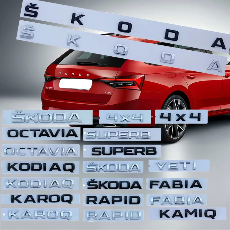 

Пластиковая наклейка с буквами автомобиля для Skoda Superb Rapid Octavia Kodiaq Karoq Fabia Kamiq Yeti 4x4, значок на задний багажник, эмблема, аксессуары