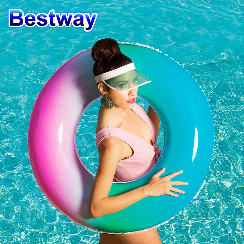 

Bestway 36126 Fashion Gradient Color Beach Swim Float Inflatable Swimming Ring
