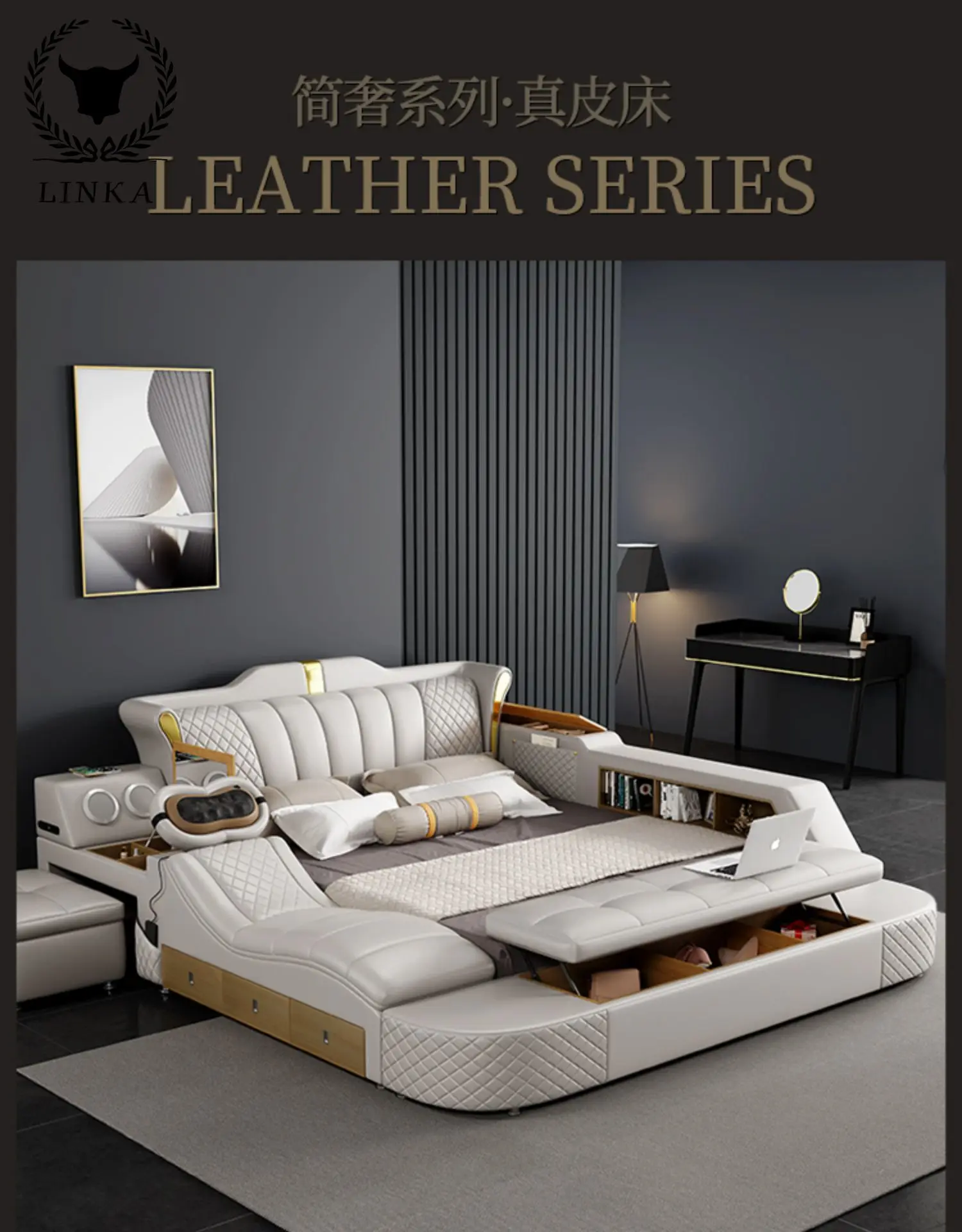 

Bedroom set king queen size furniture royal luxury full bed furniture multi-functional smart european bed foshan supplier bed